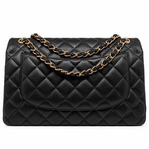 Chanel classic double flap Jumbo in pelle di agnello nera
