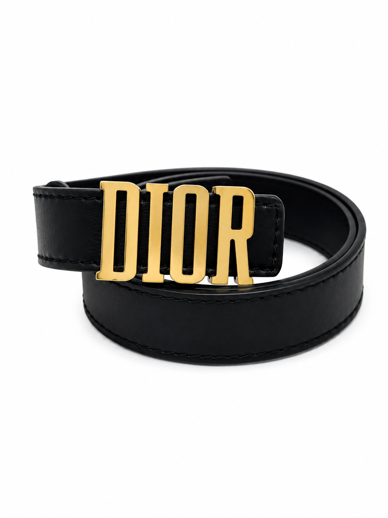Christian Dior cintura in pelle con fibbia logata