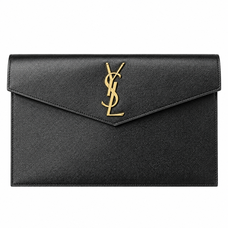Pochette Uptown in pelle goffrata Grain De Poudre