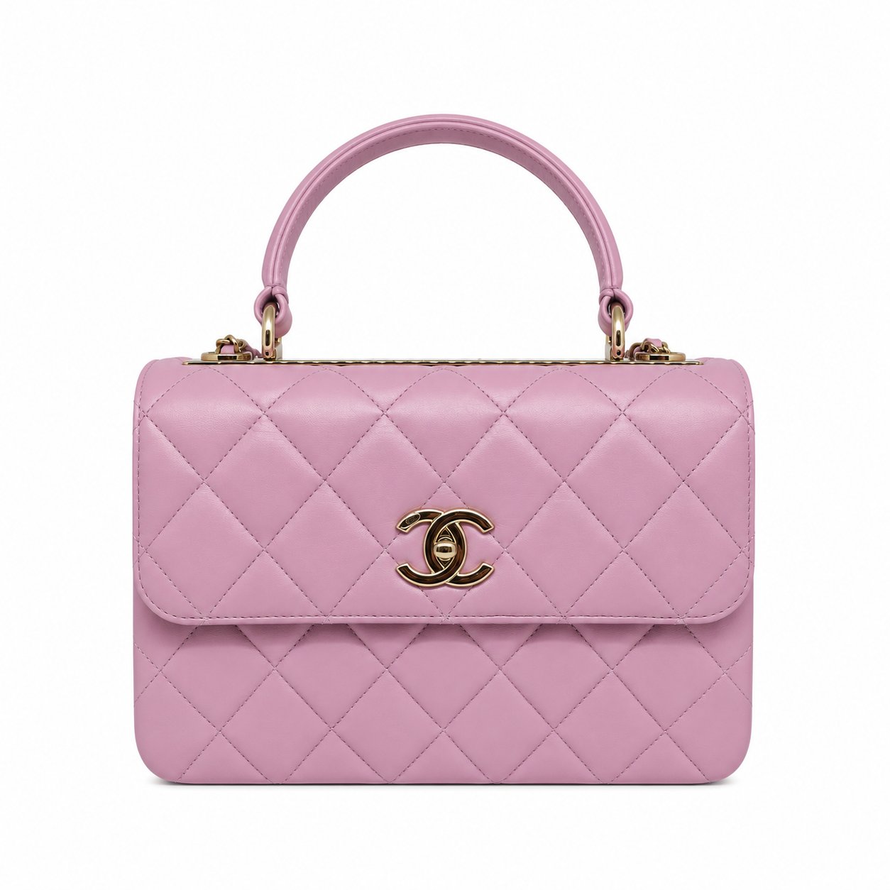 Chanel Trendy CC Top Handle Media in Pelle Trapuntata Rosa
