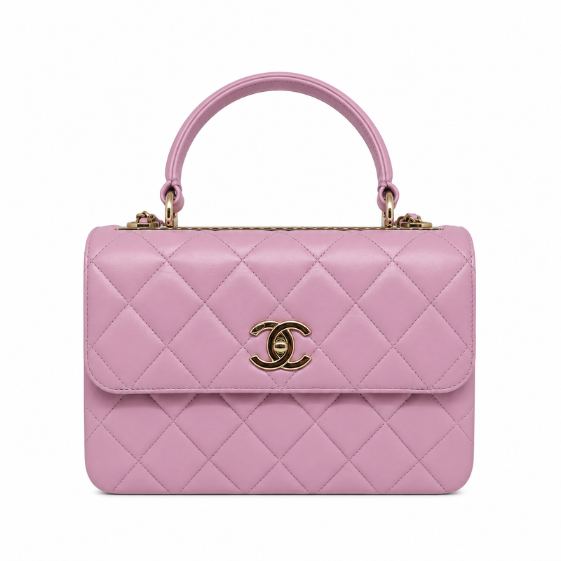 Chanel Trendy CC Top Handle Media in Pelle Trapuntata Rosa