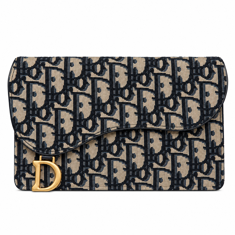 Dior Portafoglio Tela Oblique Multicolor Blu