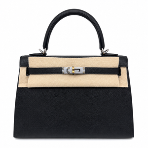 Hermès Kelly 25 Nera Hardware Oro e Argento