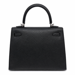 Hermès Kelly 25 Nera Hardware Oro e Argento