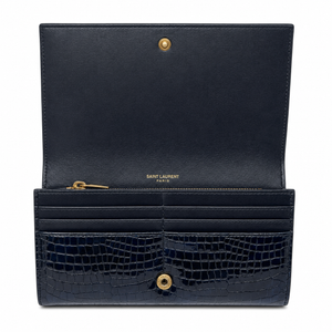 Yves Saint Laurent Portafoglio Continental Monogram Croc-Embossed