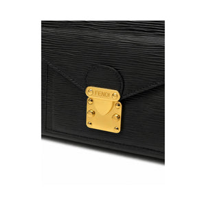 Fendi Tote Bag Pelle Nera Texturizzata Hardware Gold